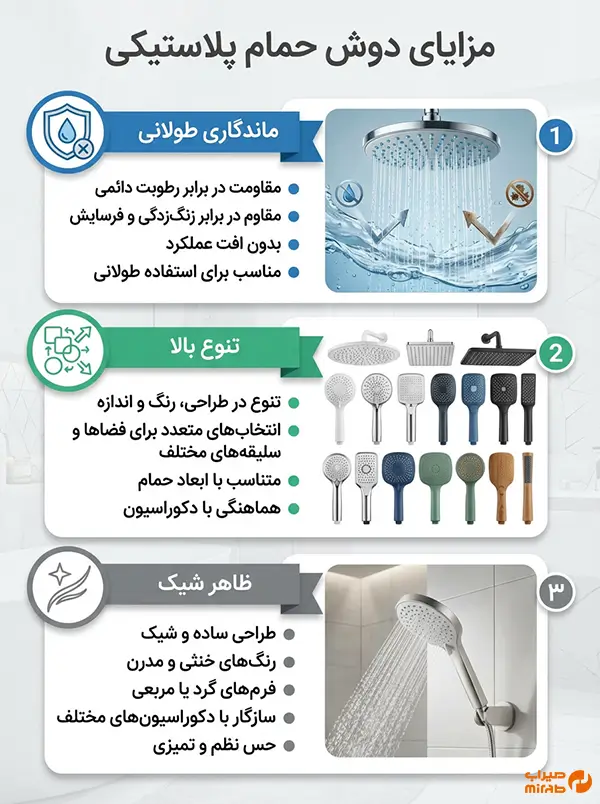 مزایای دوش حمام پلاستیکی